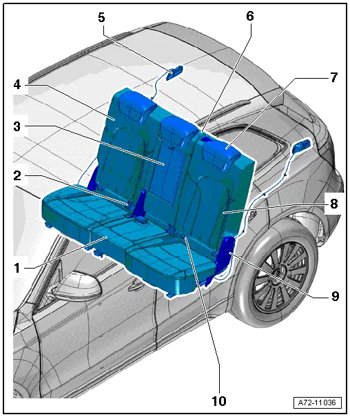 Audi Q5. Bench Seat/Single Seats, Component Locations Overview