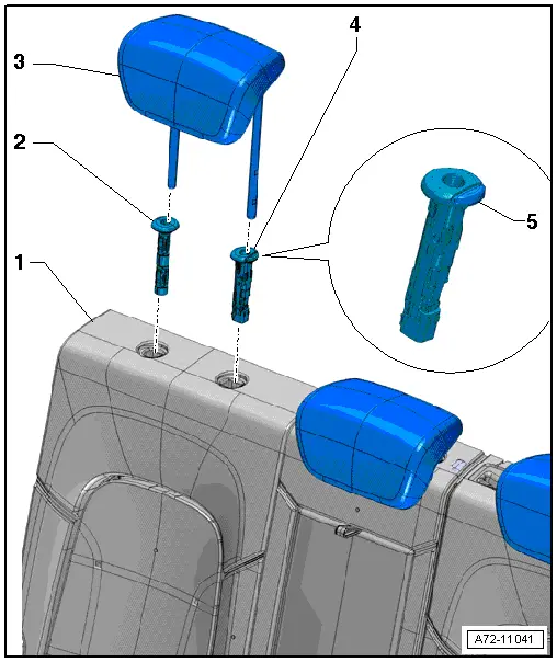 Audi Q5. Headrest and Headrest Guide Assembly Overview