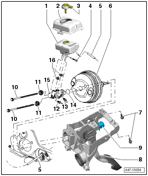 Audi Q5. Overview - Brake Booster/Brake Master Cylinder