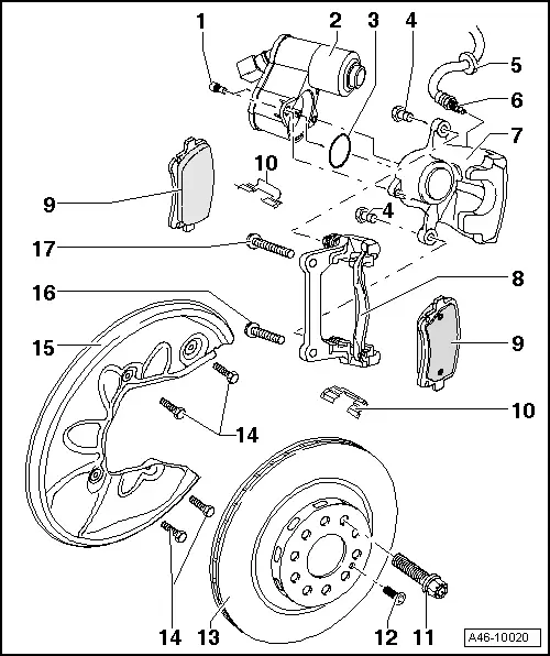 Audi Q5. Brake Caliper, Removing and Installing