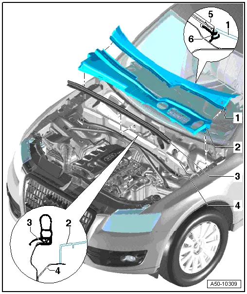 Audi Q5. Plenum Chamber Cover, Removing and Installing