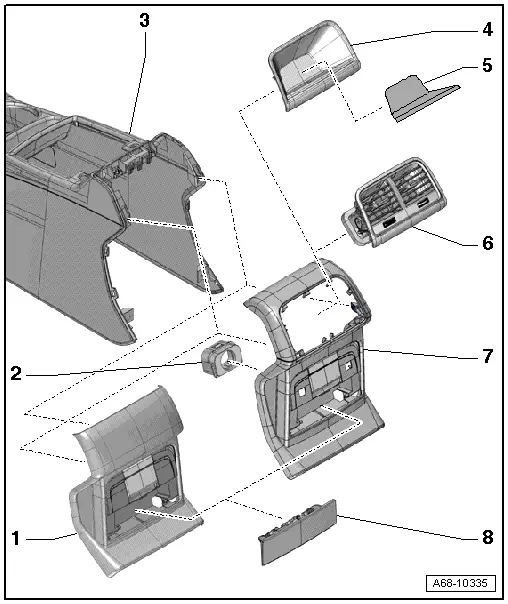 Audi Q5. Overview - Center Console, Center Console Rear Trim