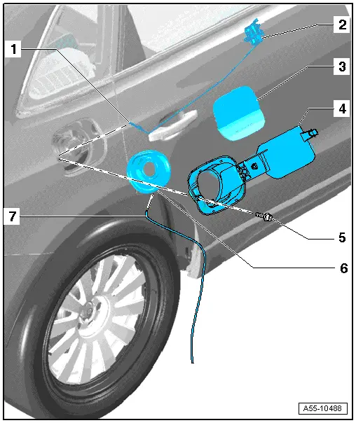 Audi Q5. Fuel Filler Door Unlock Motor -V155-, Removing and Installing