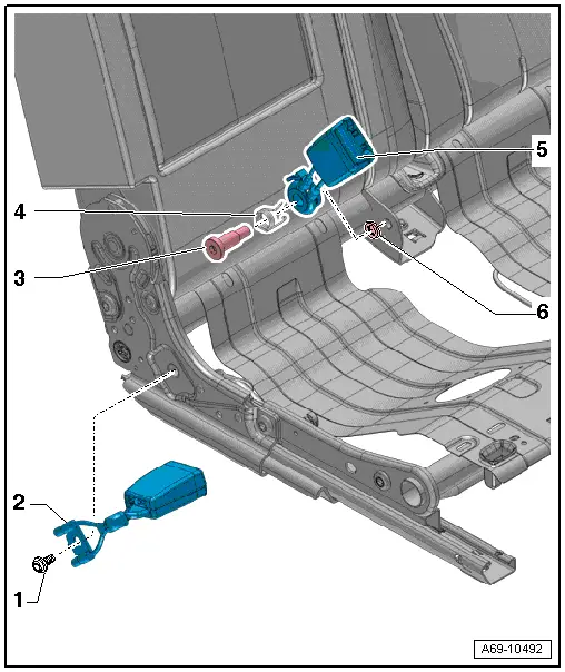 Audi Q5. Overview - Rear Seat Belt Latch