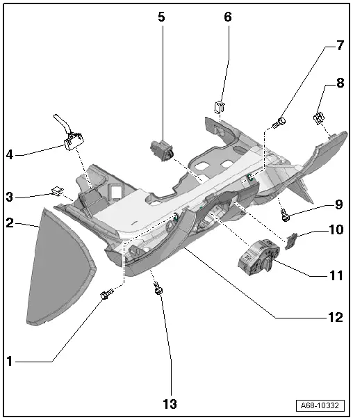 Audi Q5. Overview - Driver Side Instrument Panel Cover