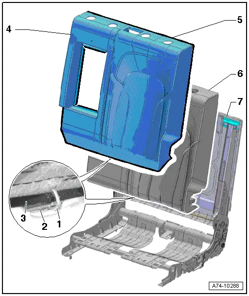 Audi Q5. Cover and Cushion, Assembly Overview, Backrest without a Pass-Through