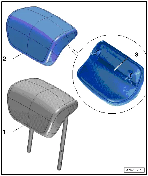 Audi Q5. Headrest Cover and Cushion Assembly Overview