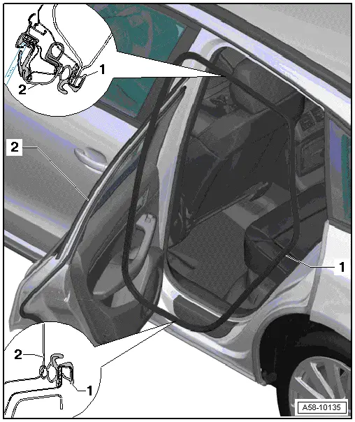 Audi Q5. Inner Door Seal, ‏Removing and Installing