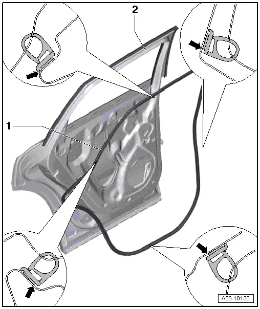 Audi Q5. Door outer seal on a new door