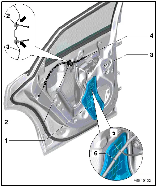 Audi Q5. Door Inner Cover, Removing and Installing