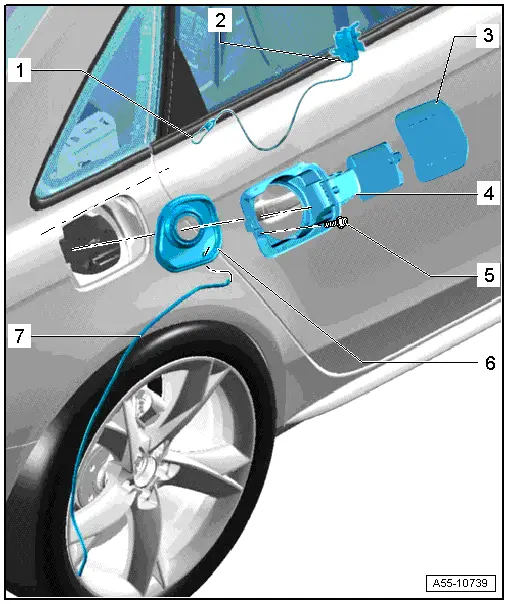 Audi Q5. Overview - Fuel Filler Door Unit