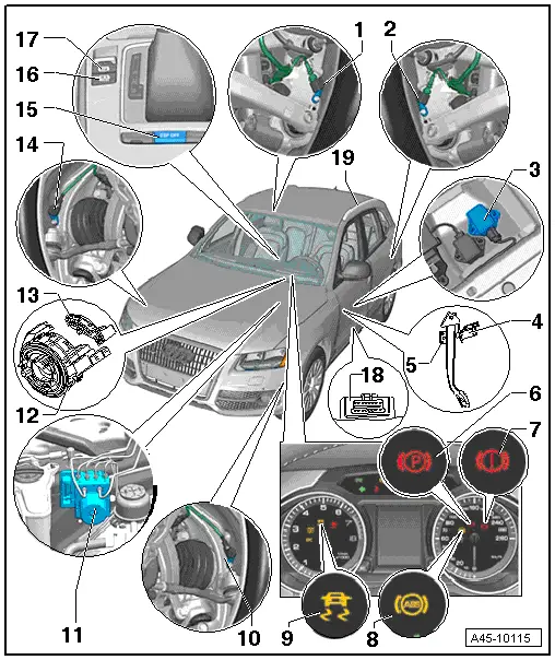 Audi Q5. Component Location Overview - ABS/ESP