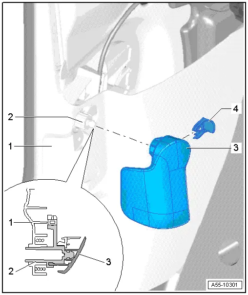 Audi Q5. Release Lever Cover, Removing