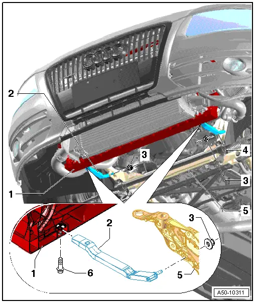 Audi Q5. Lock Carrier Brace, Removing and Installing