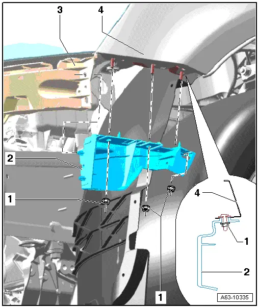 Audi Q5. Front Bumper Guides, Removing and Installing