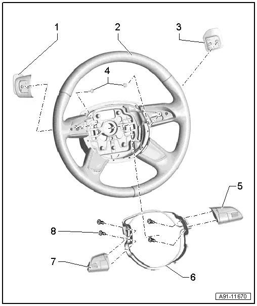 Audi Q5. Overview - Multifunction Steering Wheel, 4-Spoke Steering Wheel, from MY 2013