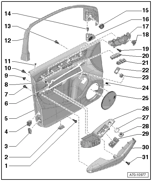 Audi Q5. Overview - Front Door Trim Panel