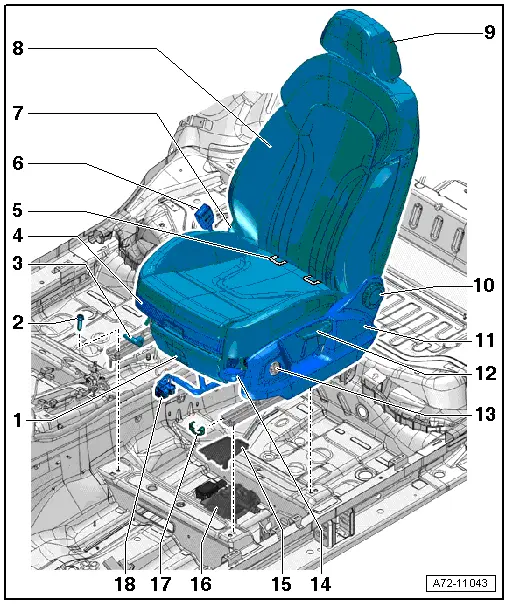 Audi Q5. Front Sport Manual Seat, Assembly Overview