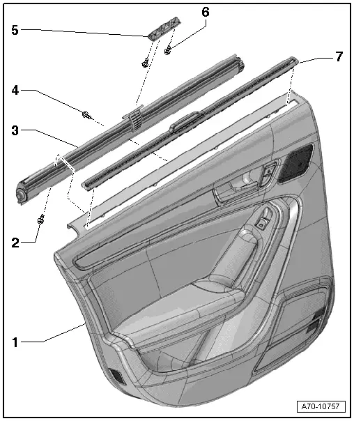 Audi Q5. Door Window Sun Shade Assembly Overview