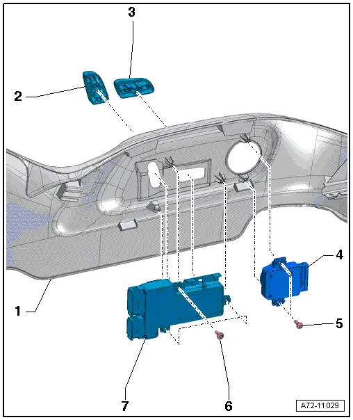 Audi Q5. Overview - Seat, Backrest and Headrest Adjustment Control Head