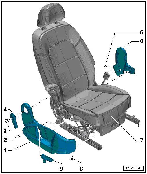 Audi Q5. Overview - Sill and Tunnel Side Trim, Front Passenger Side Folding Seat