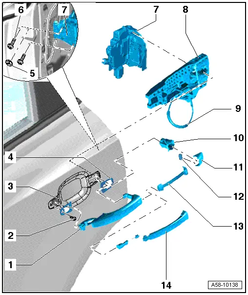 Audi Q5. Overview - Door Handle and Door Lock