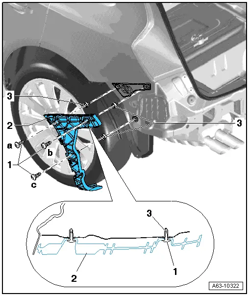 Audi Q5. Rear Bumper Guide Pieces, Removing and Installing