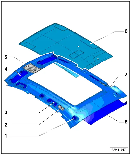 Audi Q5. Roof Trim Panel Component Location Overview