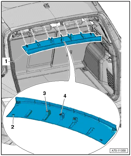 Audi Q5. Roof End Strip Assembly Overview