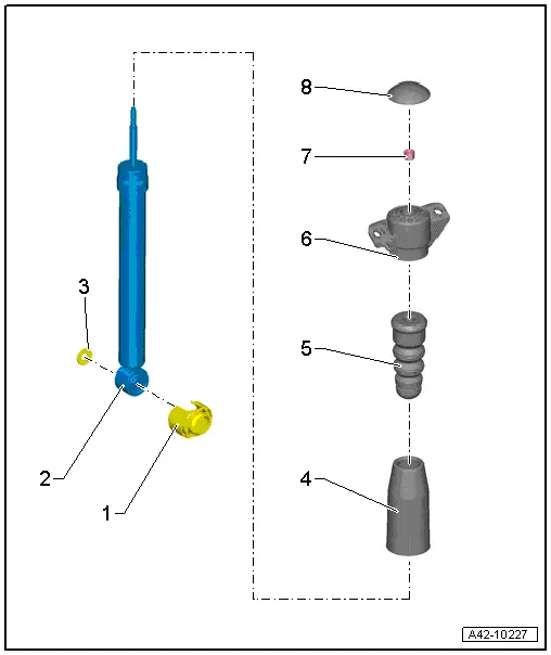 Audi Q5. Shock Absorber, FWD, Servicing