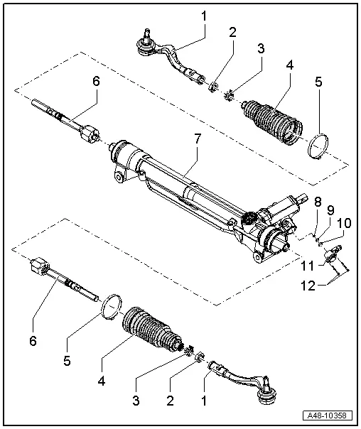 Audi Q5. Steering Gear, Servicing, Hydraulic Power Steering Gear