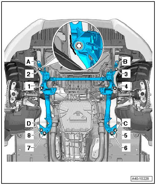 Audi Q5. Subframe bolting procedure: