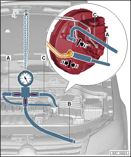 Audi Q5. Brake Booster Tester, Connecting